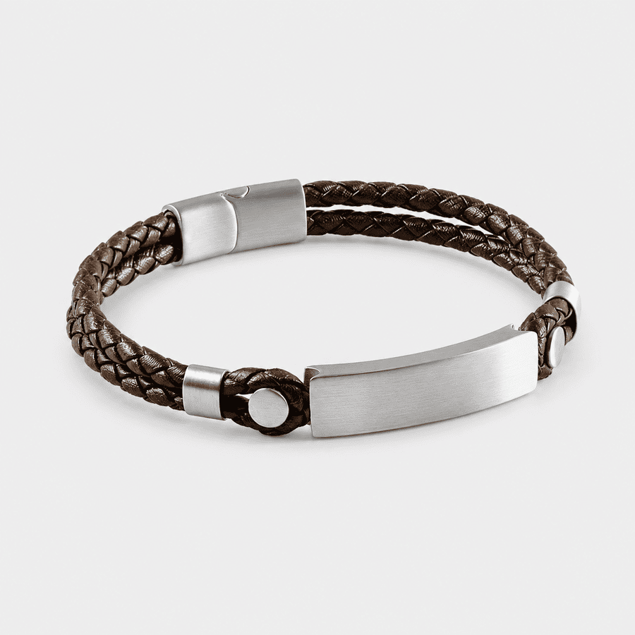 Braided Leather ID Bracelet